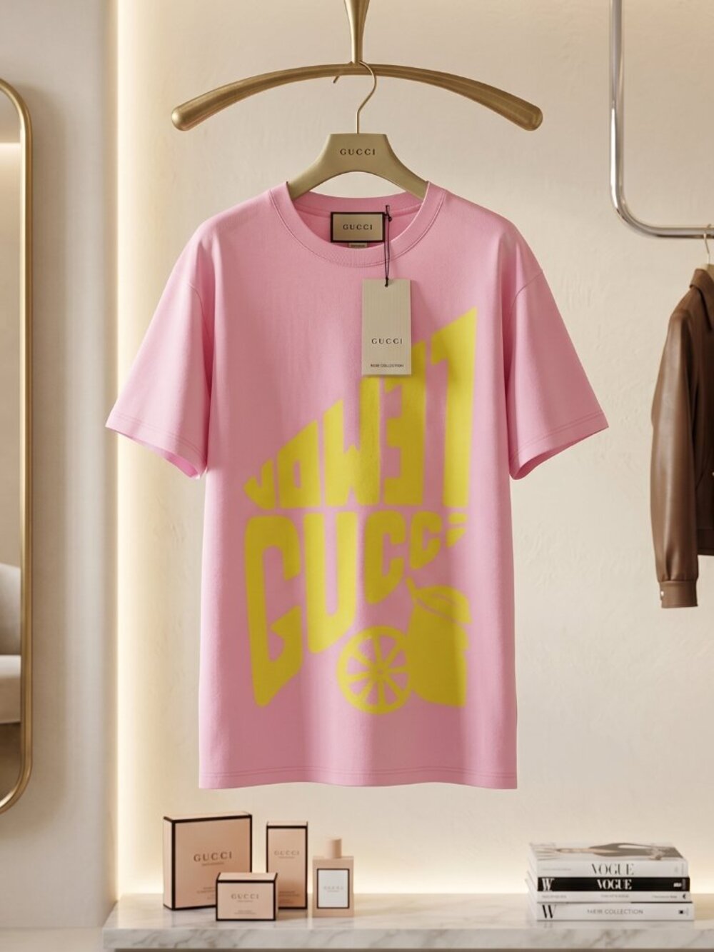 NWT Gucci Pink Lemon Print Oversized Graphic T-Shirt Size XXS